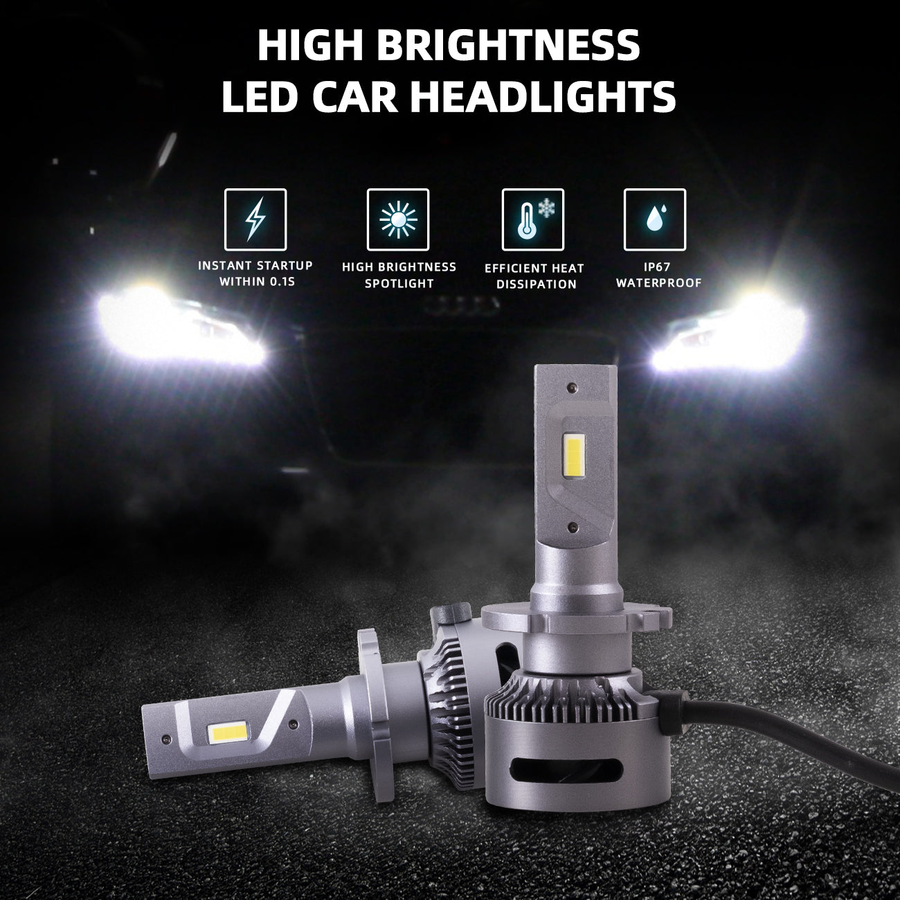 2PCs D2S/H7/9005 LED Bulbs 35W 6000K Super Bright