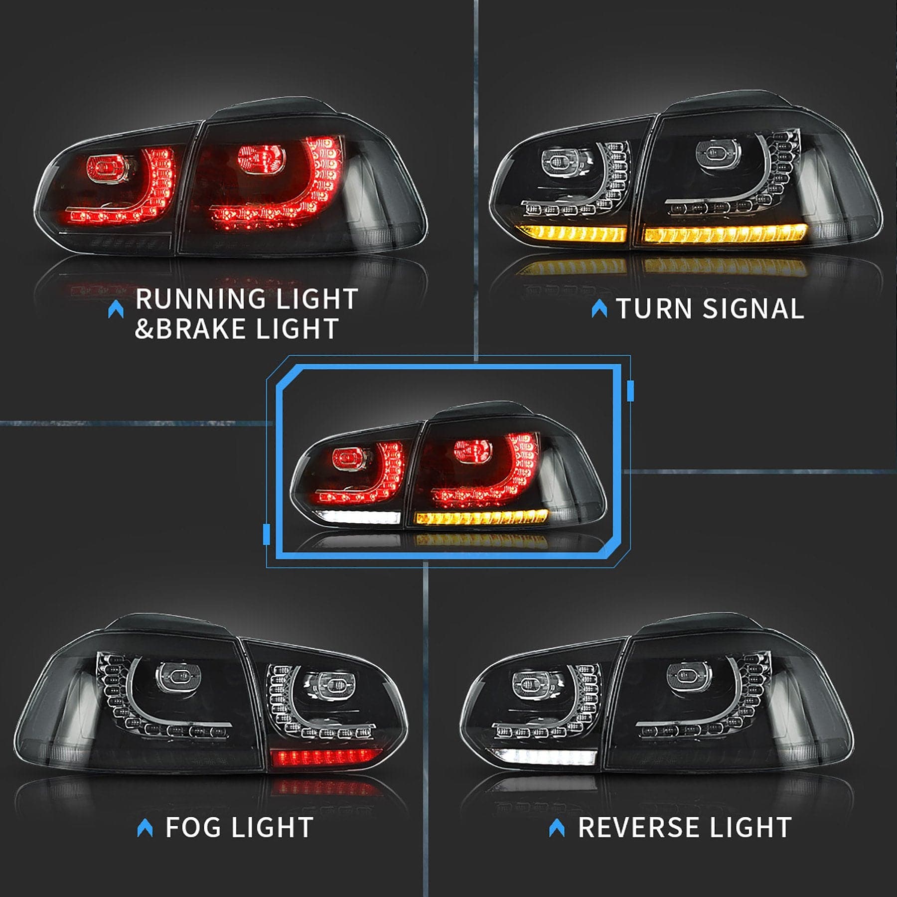 2008-2013 VW GOLF MK6R STYLE SEQUENTIAL LED TAIL LIGHTS - iilumo