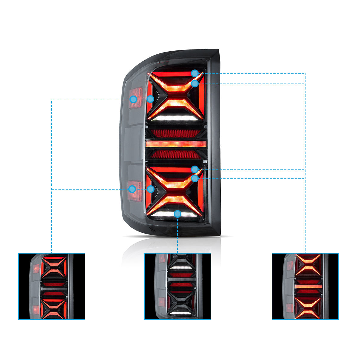 LED Tail Lights for Chevrolet Silverado 1500 2500HD 3500HD 2014–2018