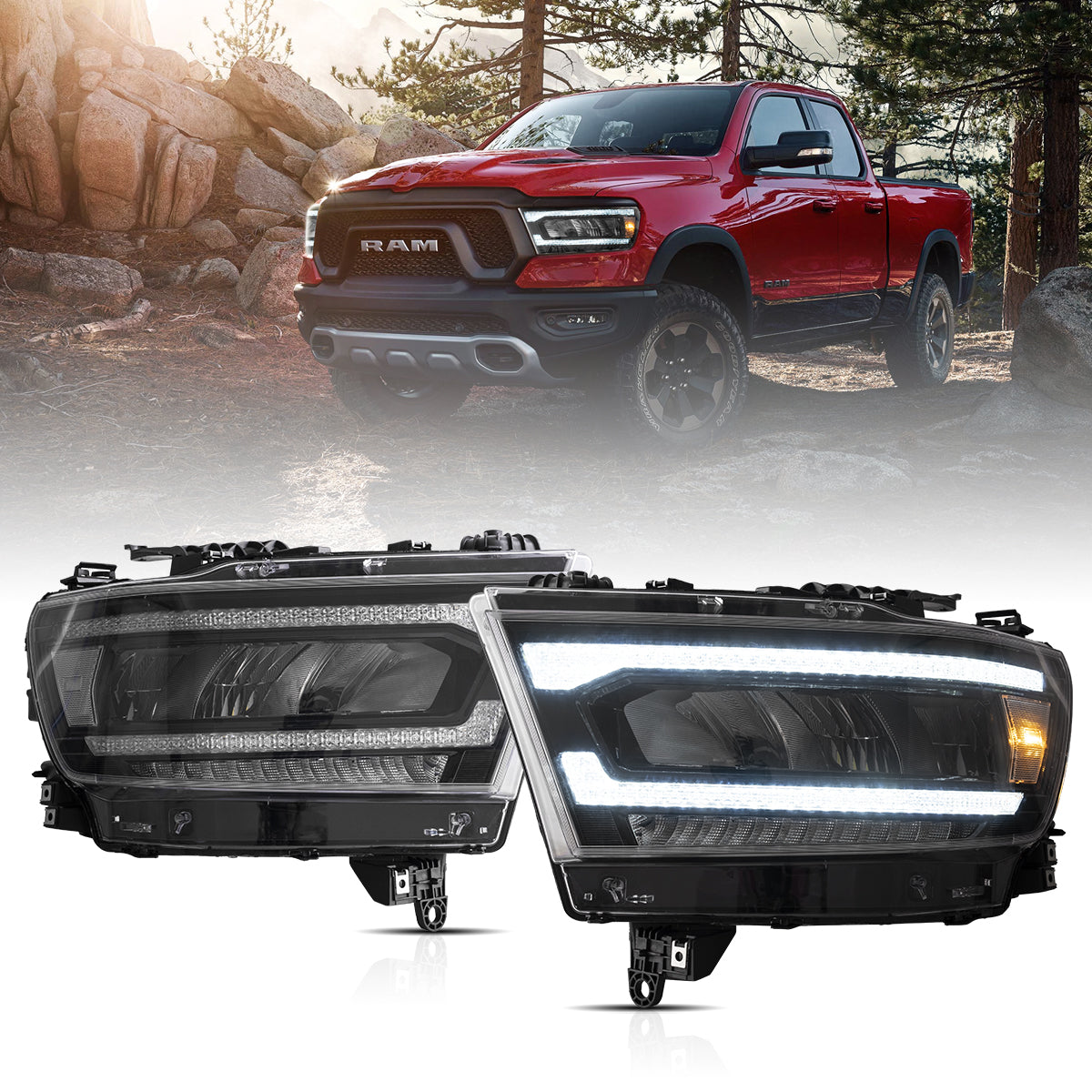 LED Headlights for Dodge RAM 1500 2019–2024