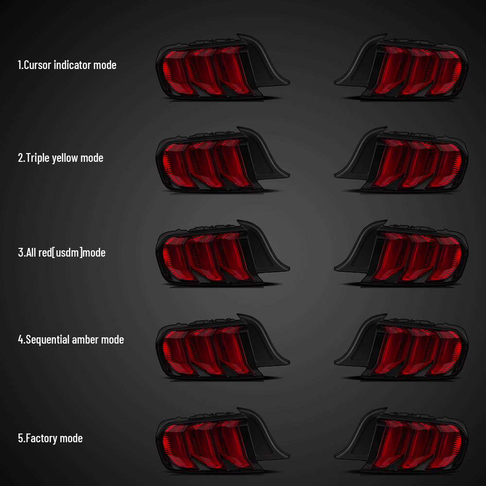 LED Tail Lights for Ford Mustang 2015–2023 S550 with 5 models Turn Signal