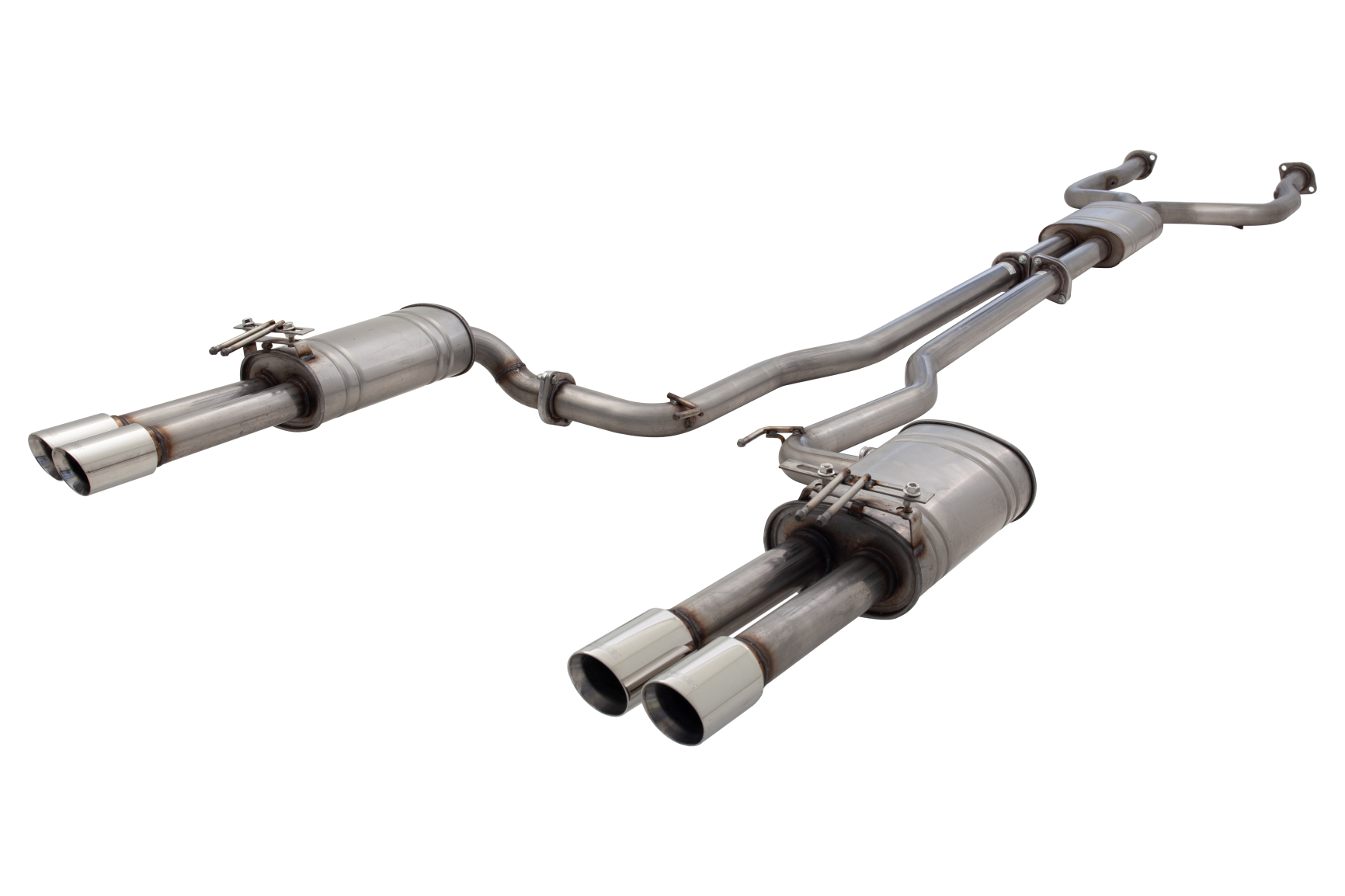 Twin 2.5Inch Cat Back System Raw 409 Stainless Steel