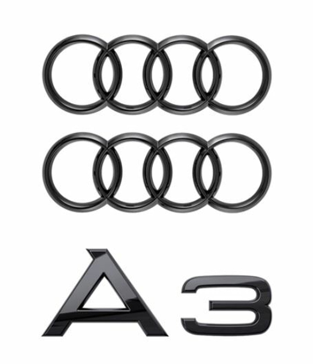 Audi A3 Badge Set (1x Rear Badge, 2x Audi Rings)
