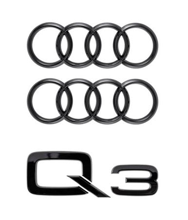 Audi Q3 Badge Set (1x Rear Badge, 2x Audi Rings)