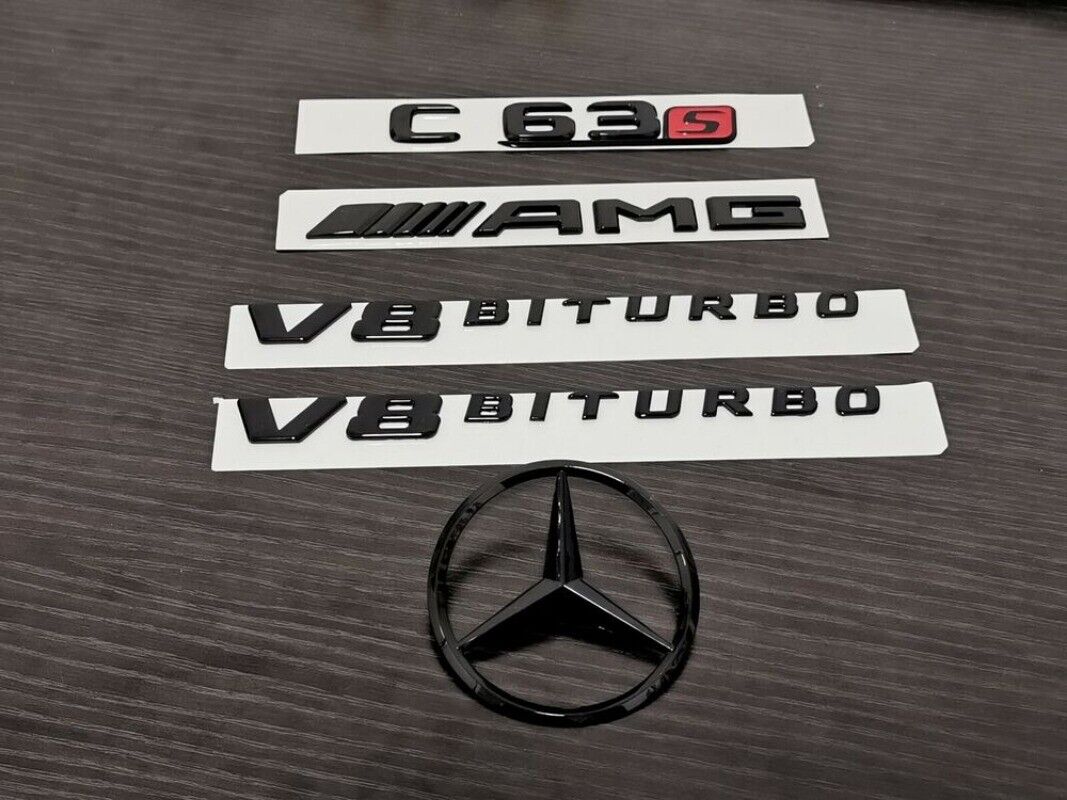 Mercedes C Class C63s Gloss Black Badges