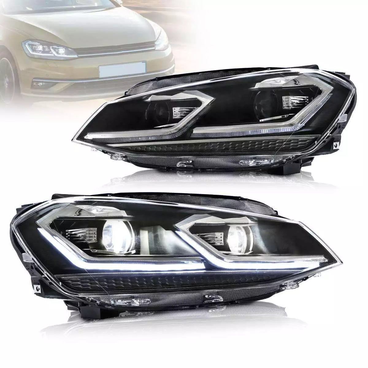 Headlights For 2013-2018 VW Golf 7 Red Line