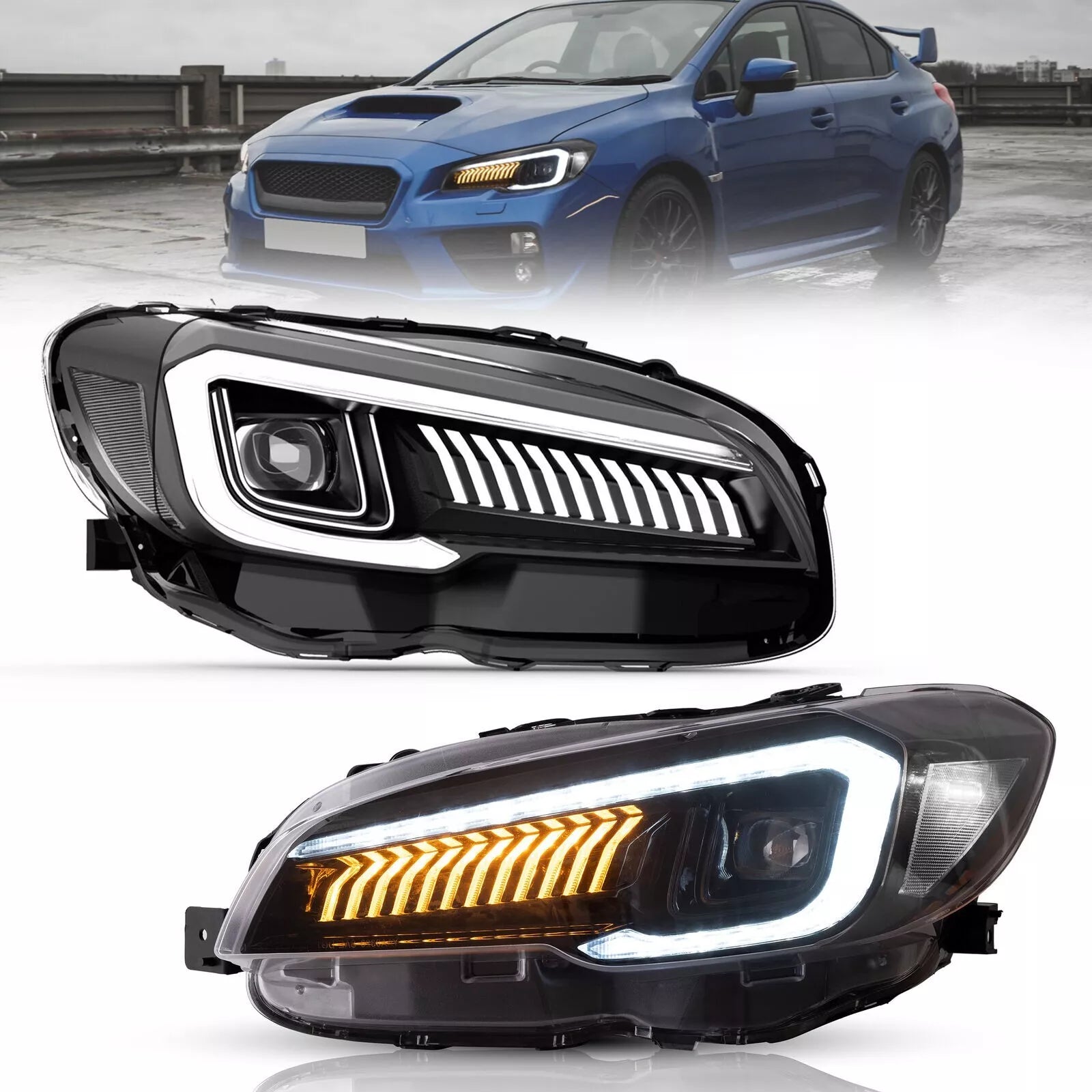 Headlights For Subaru WRX Clear Reflector DRL 2015-21