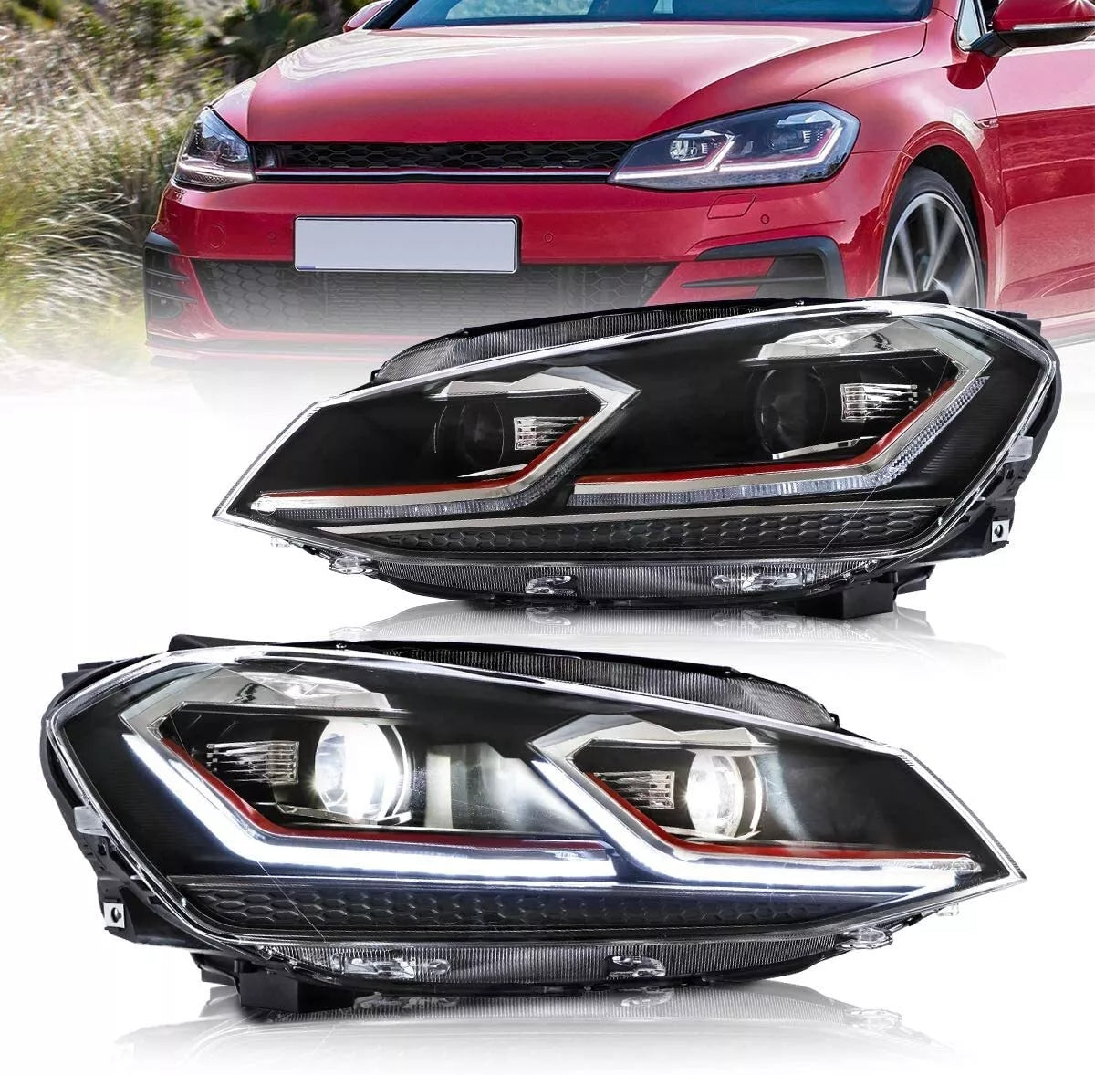 Headlights For 2013-2018 VW Golf 7 Red Line