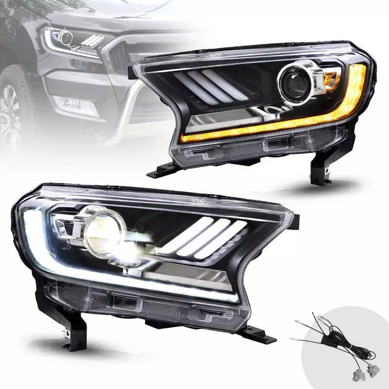 Headlights Assembly For Ford Ranger 2015-21 w/ DRL Sequential
