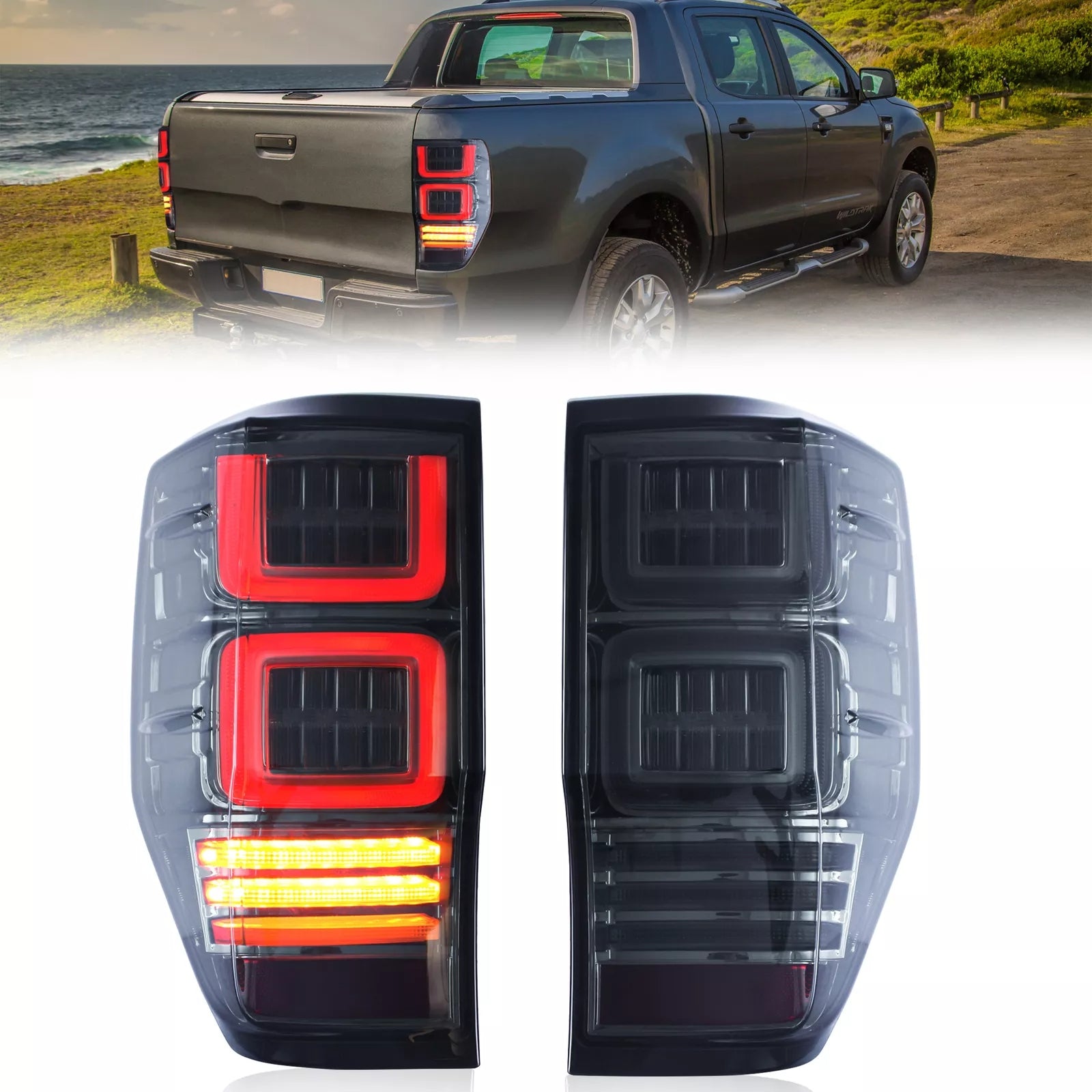 Smoked Tail Lights Lamps For 2012-2018 Ford Ranger T6
