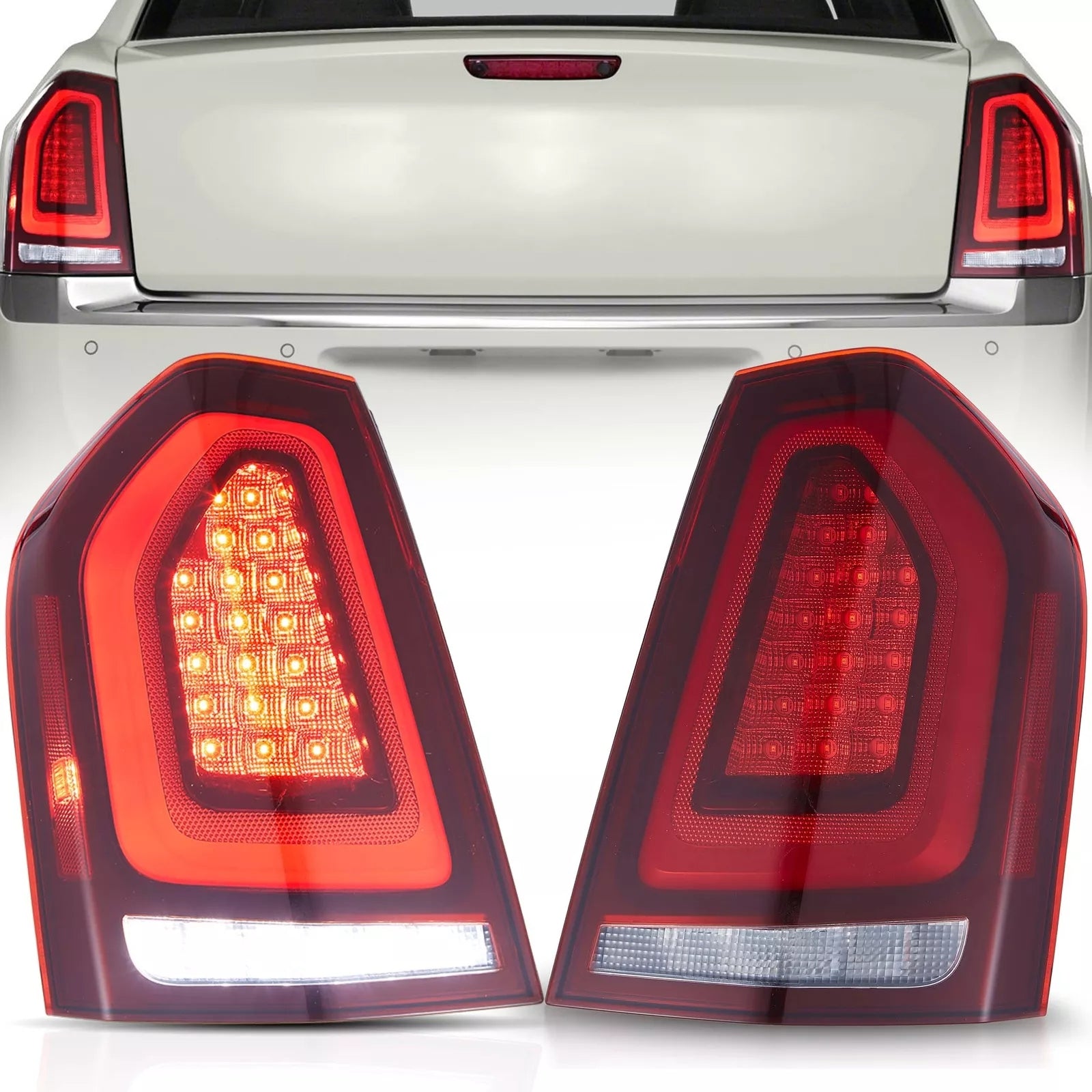 Red Tail Lights For 2011-2014 Chrysler 300 W/Startup Animation