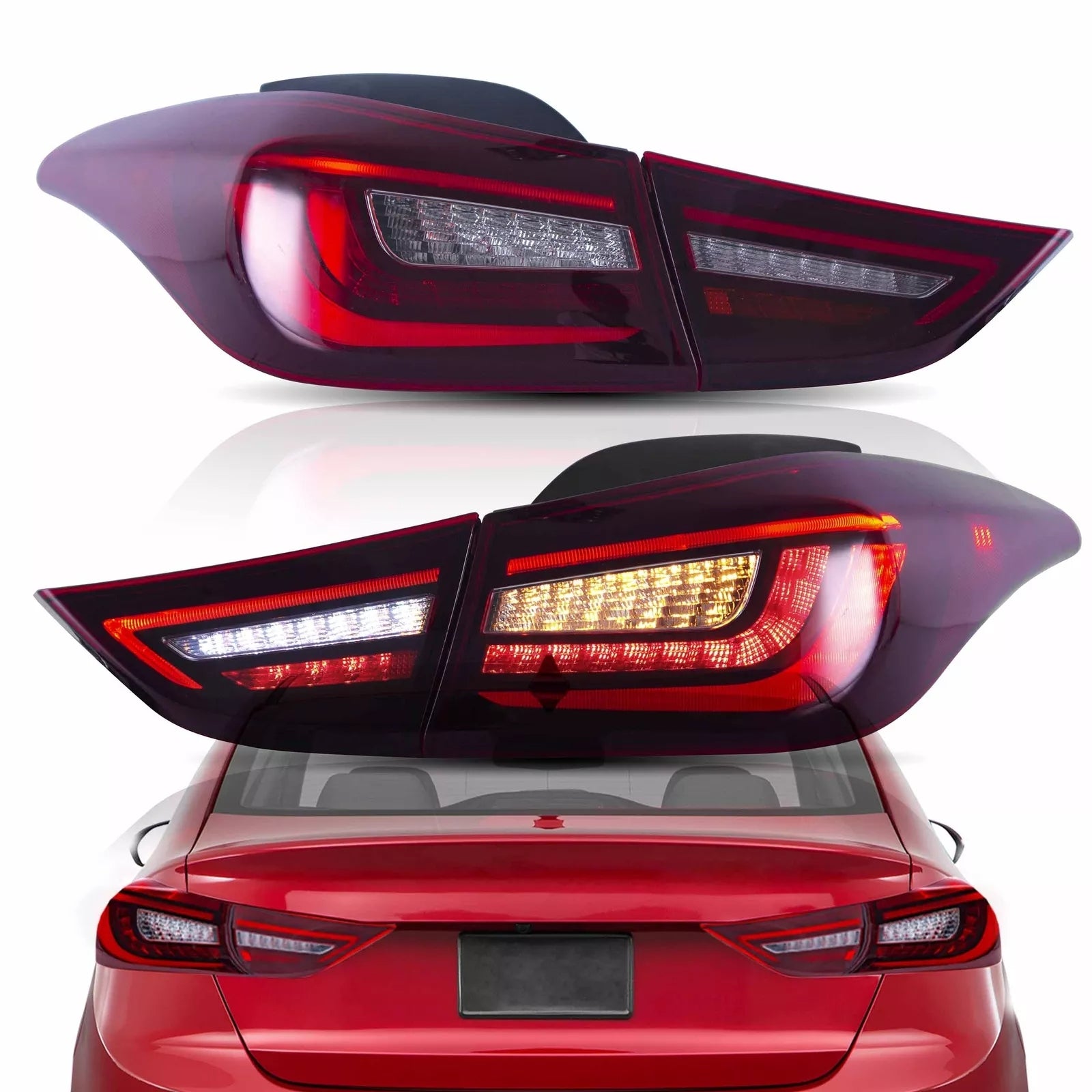 RED LED Tail Lights Fit 2011-2016 Hyundai Elantra