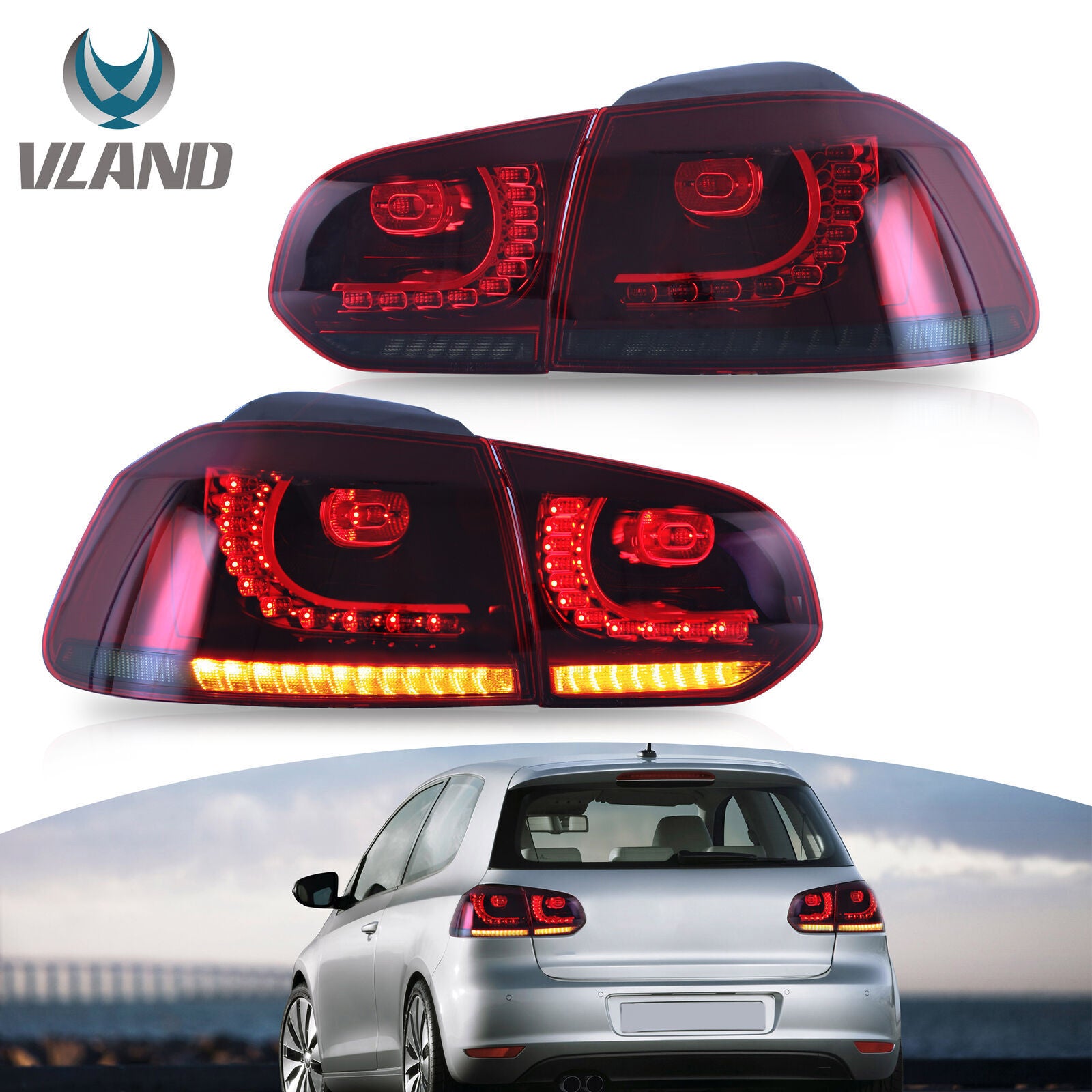 RED SMOKE LED Tail Lights for 2010-2013 VW GOLF 6 MK6