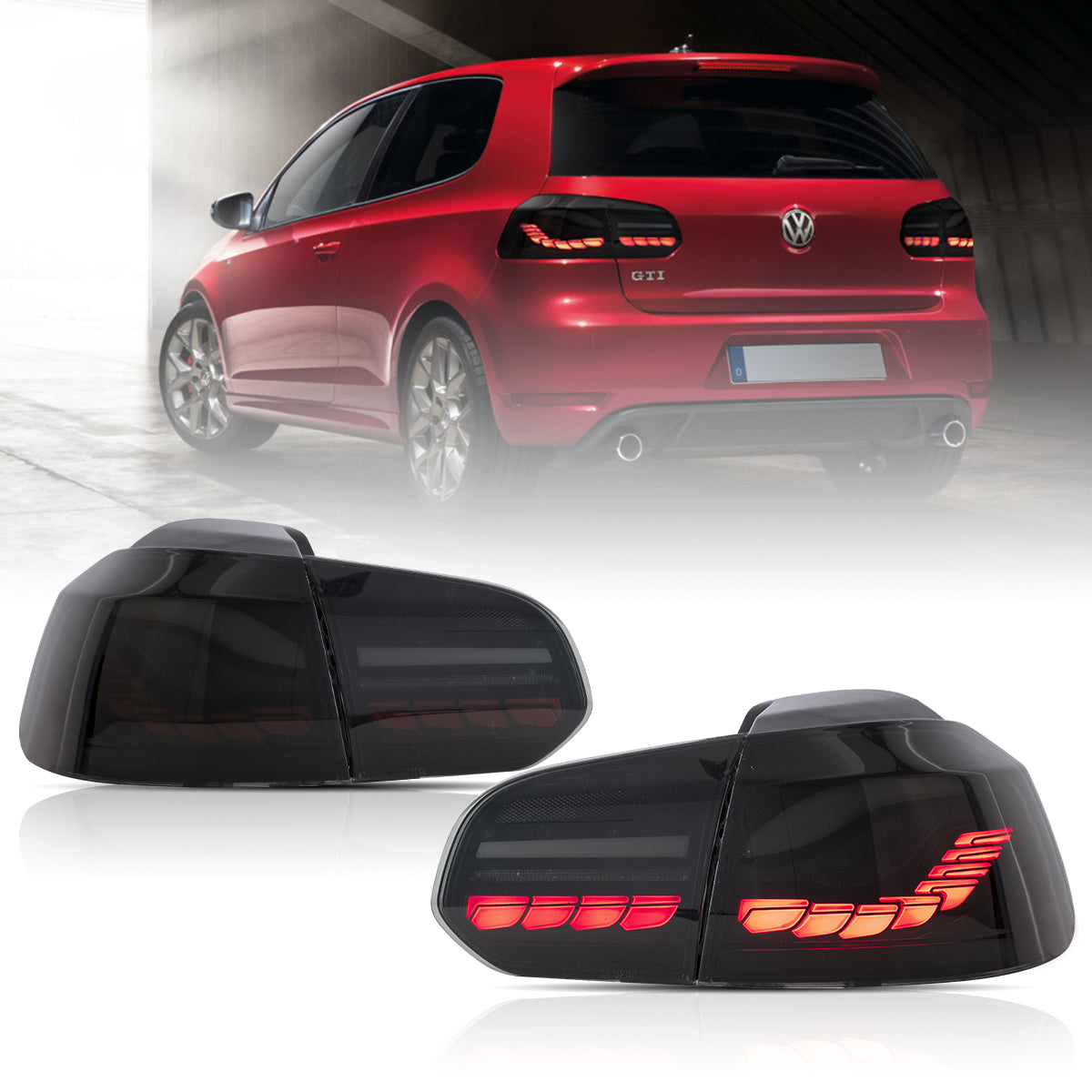 LED Tail Lights for Volkswagen Golf 6 MK6 2009–2014 (GTS Style)