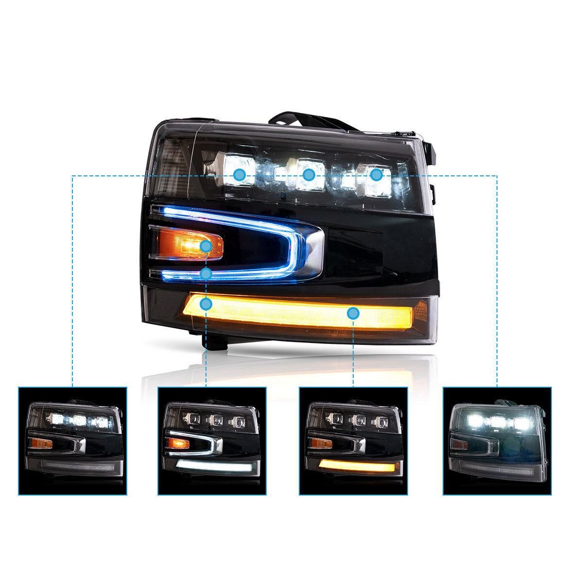 LED Headlights for Chevrolet Silverado 1500 2500HD 3500HD 2007–2013