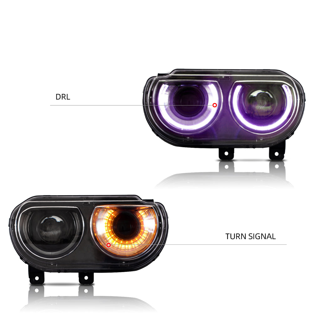 LED Headlights RGB Style for Dodge Challenger 2008–2014