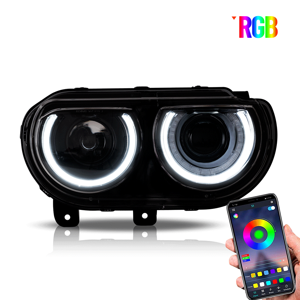 LED Headlights RGB Style for Dodge Challenger 2008–2014