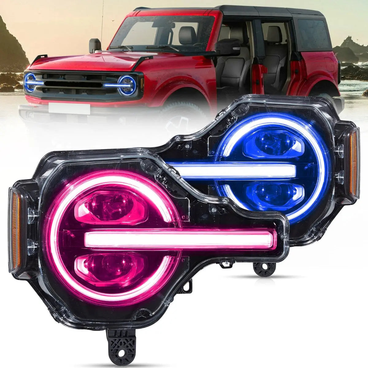RGB LED Projector Headlights for Ford Bronco 2021–2024