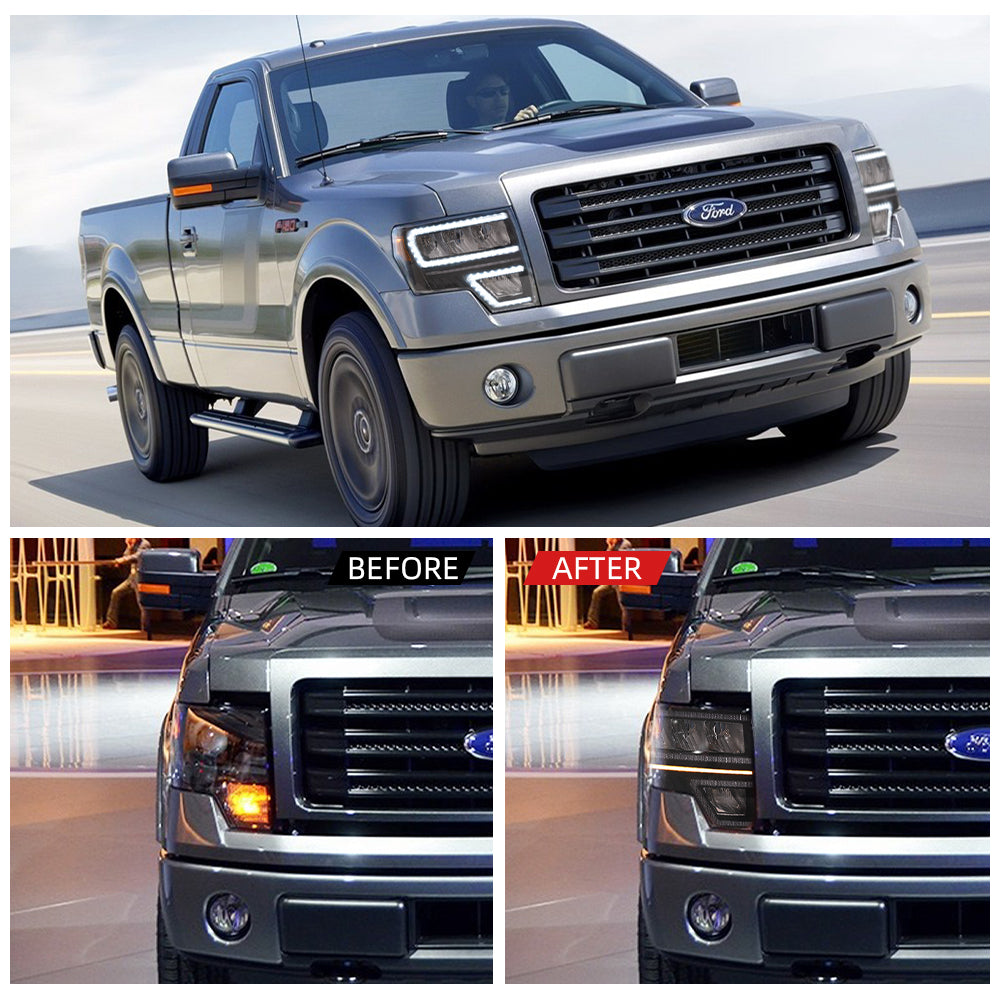 LED Reflection Bowl Headlights for Ford F150 2009–2014