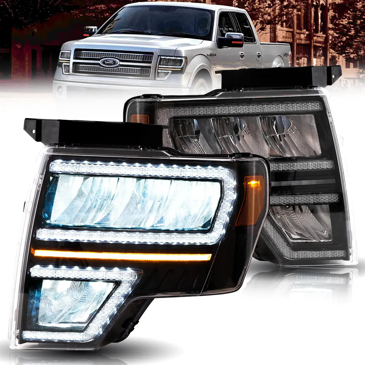 LED Reflection Bowl Headlights for Ford F150 2009–2014