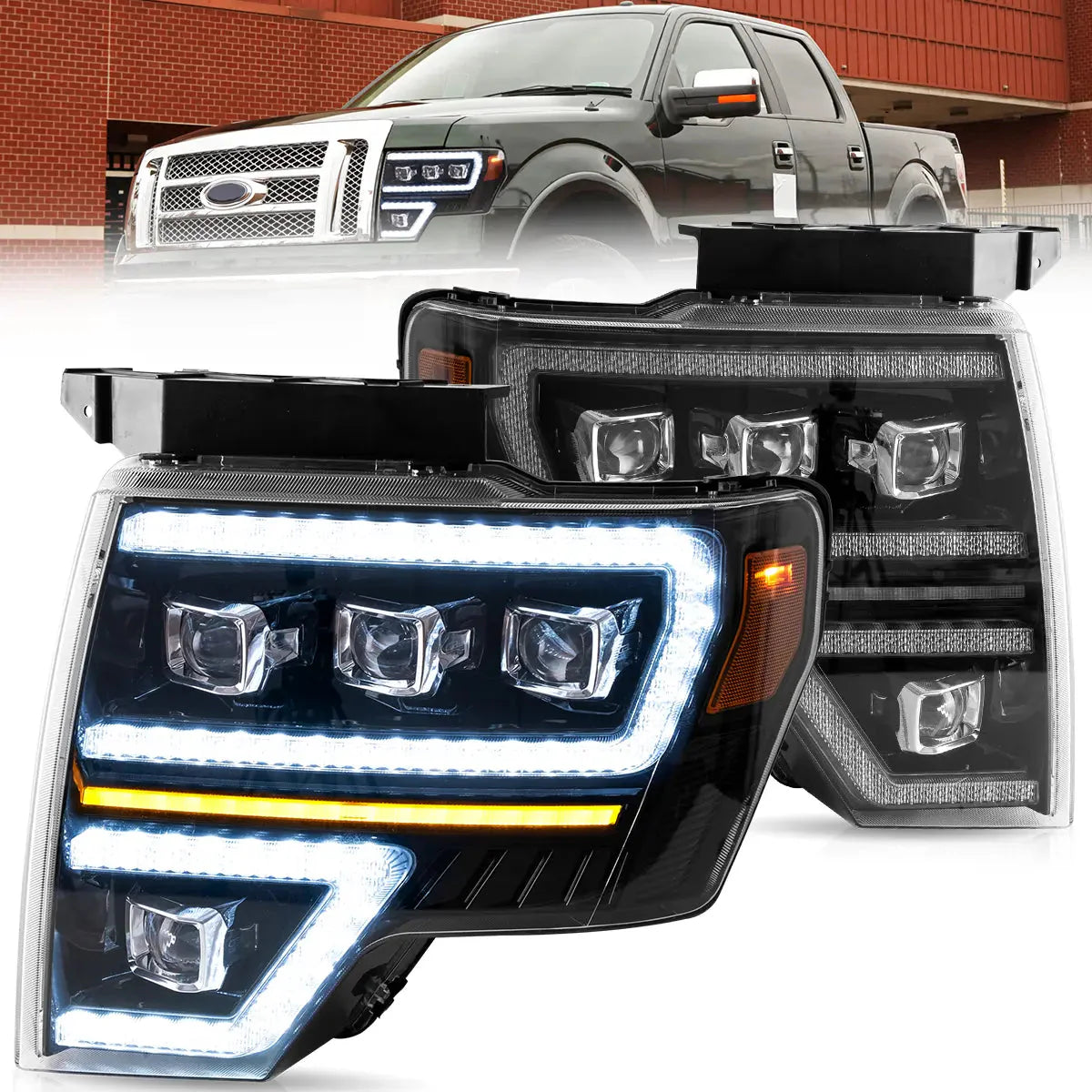 LED Matrix Projector Headlights for Ford F150 2009–2014