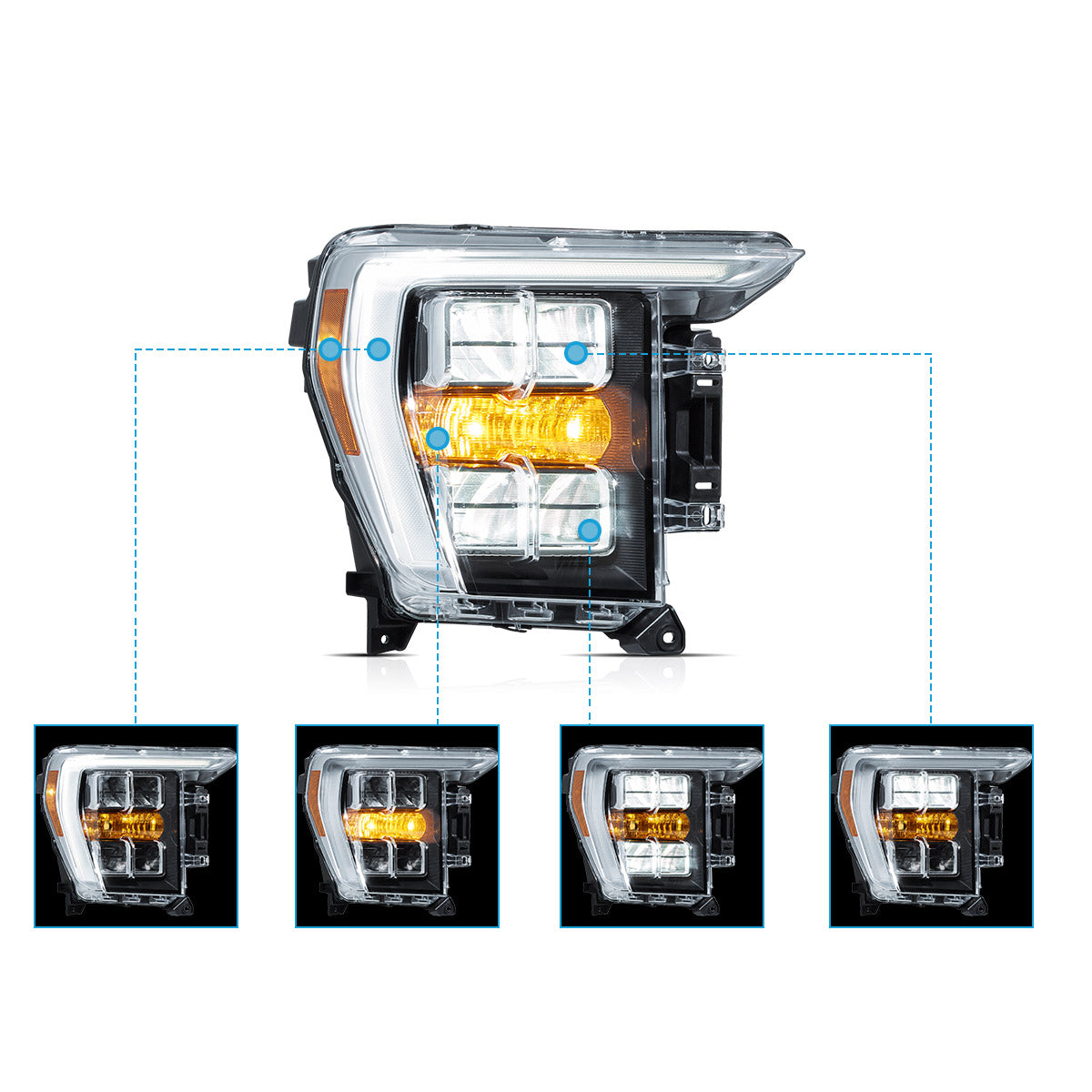 LED Reflection Bowl Headlights for 14th Gen 2021–2024 Ford F150