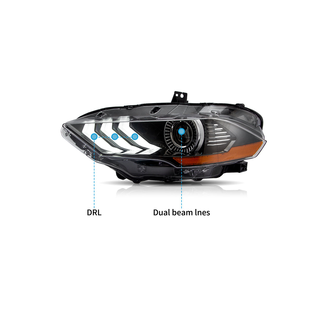 LED Headlights for Ford Mustang 2018–2023 RGB selectable