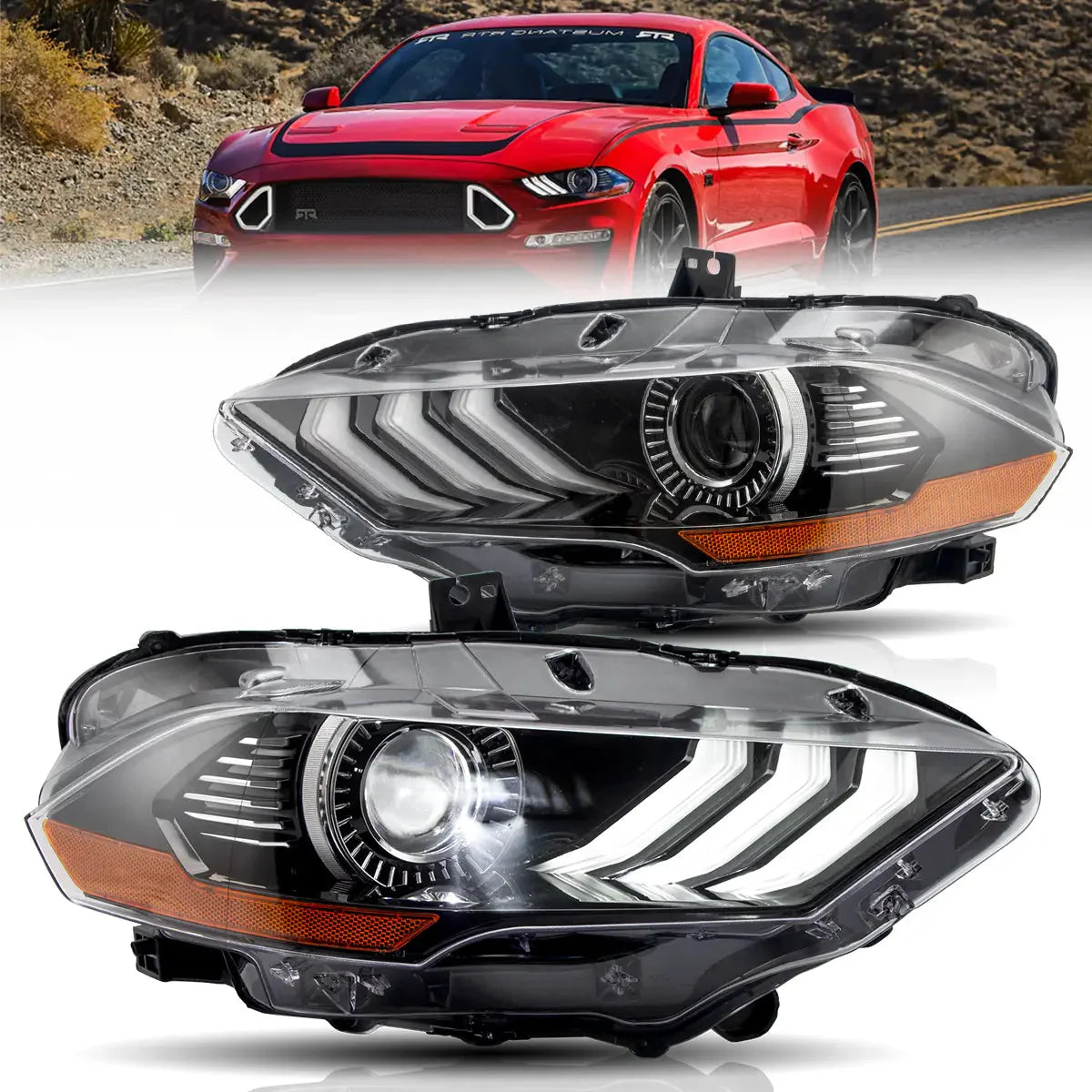 LED Headlights for Ford Mustang 2018–2023 RGB selectable