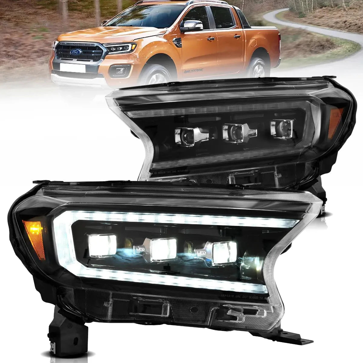 LED Matrix Headlights for Ford Ranger PX2 PX3 2016–2022
