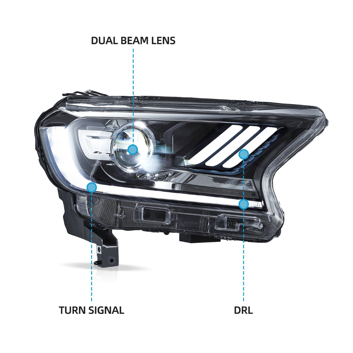 Mustang-Style Headlights for Ford Ranger PX2 PX3 2016–2022