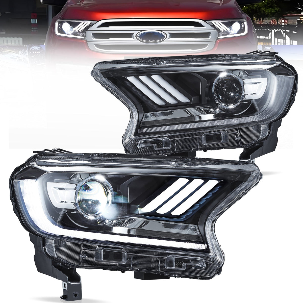 Mustang-Style Headlights for Ford Ranger PX2 PX3 2016–2022