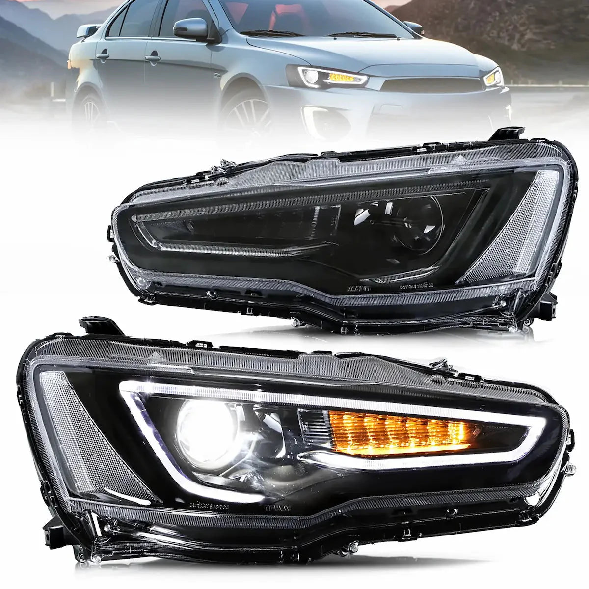 LED Headlights Audi Style for Mitsubishi Lancer & EVO X 2008–2017