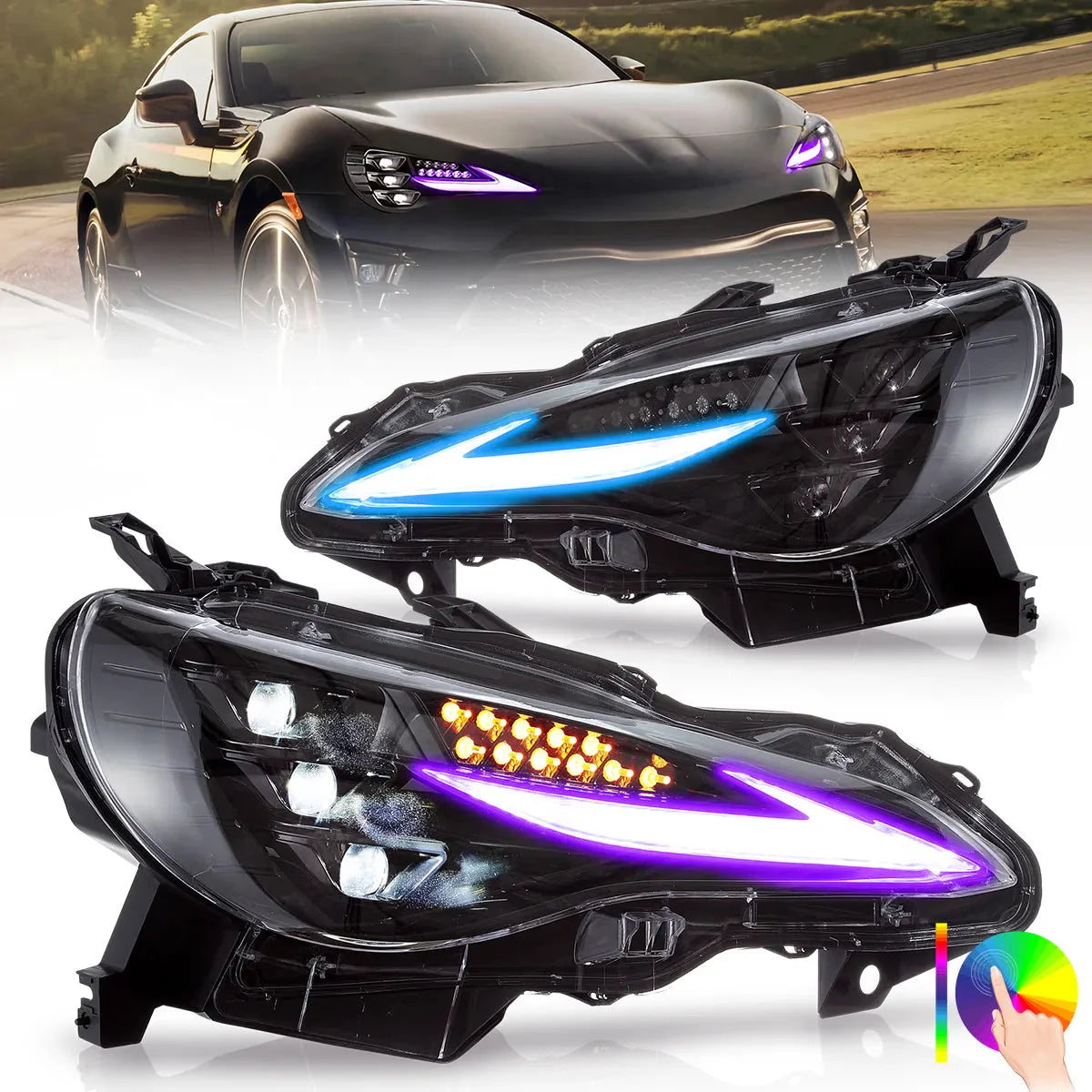 RGB LED Headlights for Toyota 86 & Scion FR-S & Subaru BRZ 2012–2021