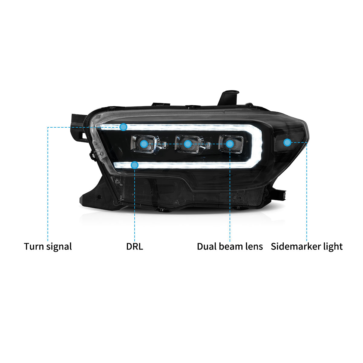 LED Matrix Projector Headlights for Toyota Tacoma 2016–2023