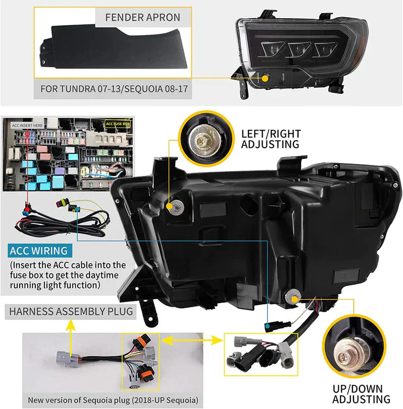 LED Matrix Headlights for Toyota Tundra and 2008–2020 Toyota Sequoia 2007–2013