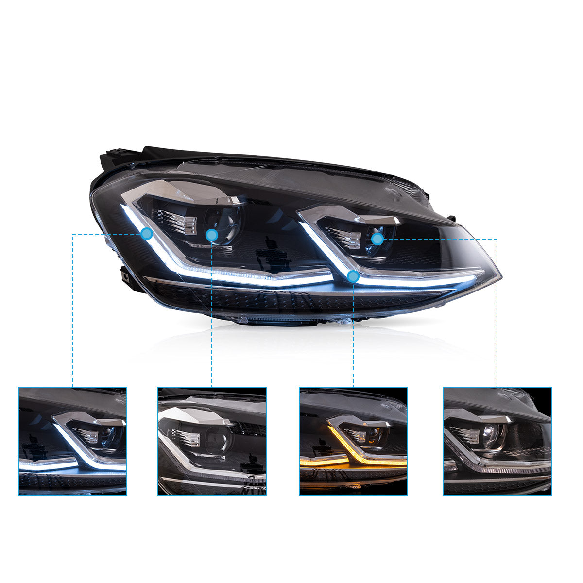 Headlights for Volkswagen Golf MK7 2015–2017