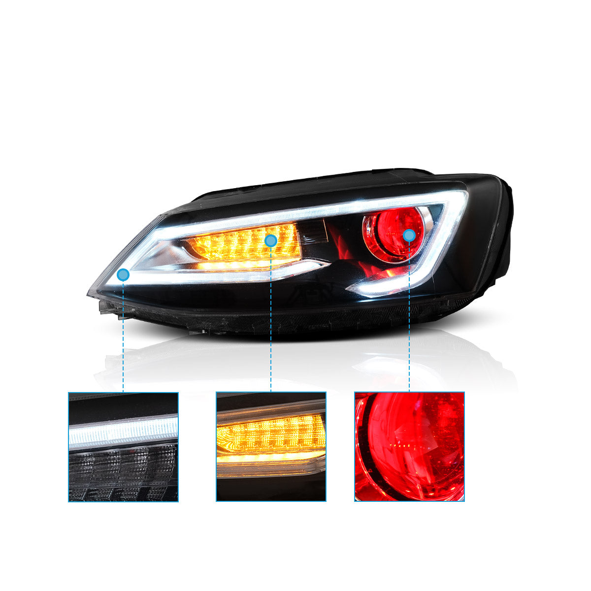 Headlights for Volkswagen Jetta/Sagitar MK6 2012–2018