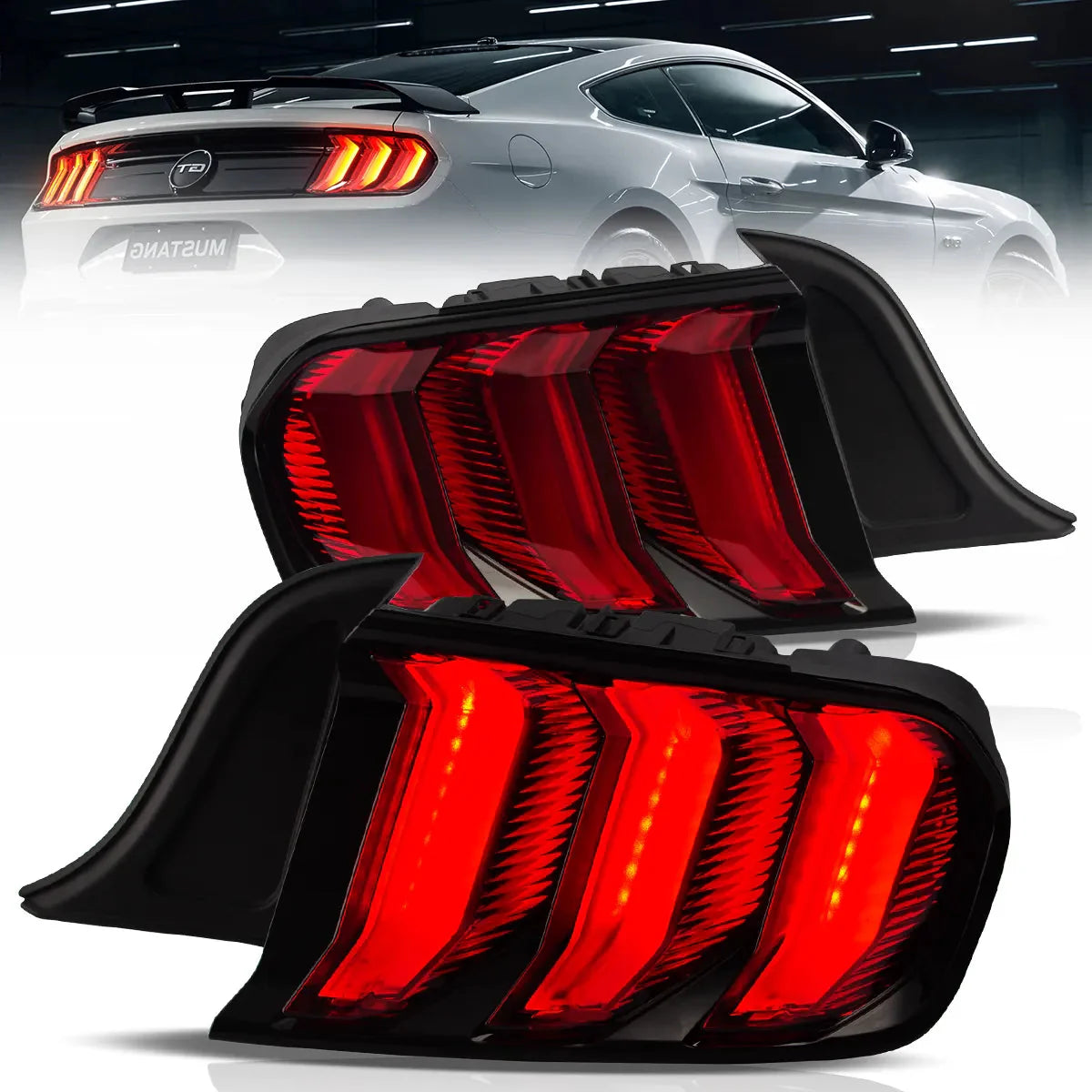 LED Tail Lights for Ford Mustang 2015–2023 S550 with 5 models Turn Signal