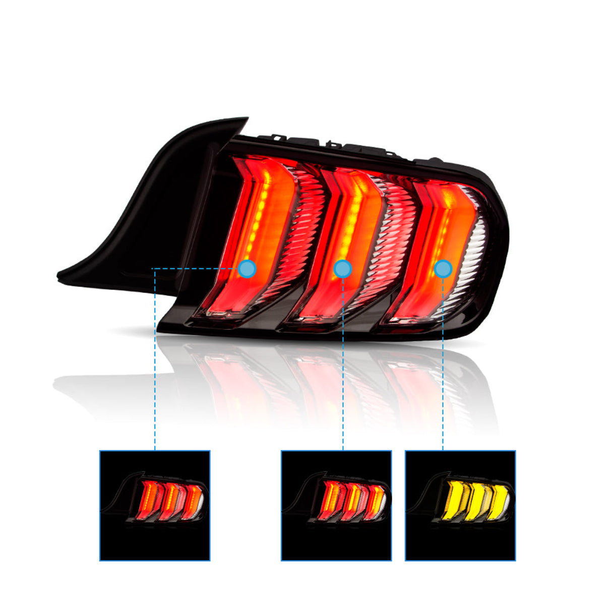 LED Tail Lights for Ford Mustang 2015–2023 S550 with 5 models Turn Signal