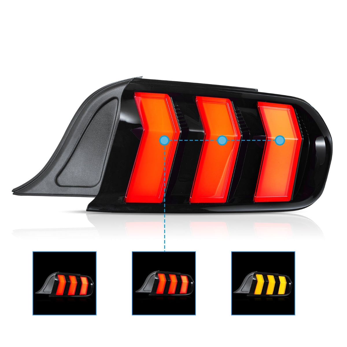 LED Tail Lights for Ford Mustang S550 with 5 Modes turn signal 2015–2023