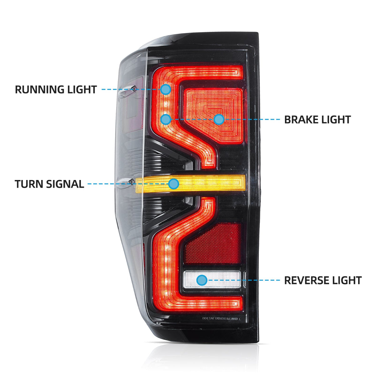 S-Shape Style LED Tail Lights for Ford Ranger T6/P375 2012–2022