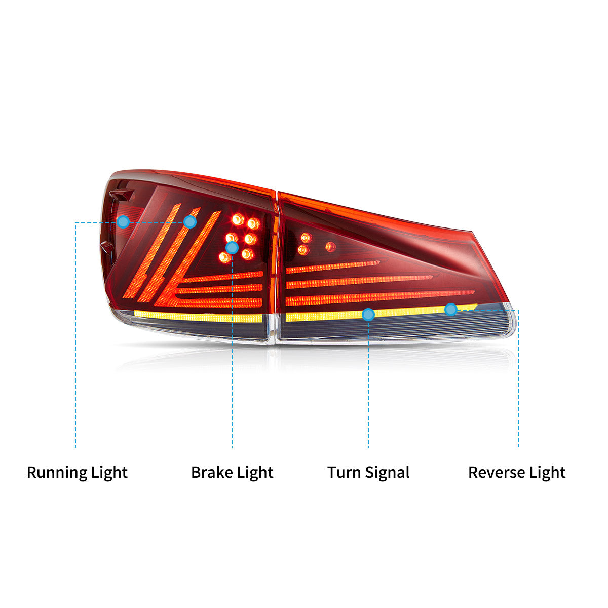 LED Tail Lights for Lexus IS250 IS350 ISF IS300 220d 200d 2006–2013