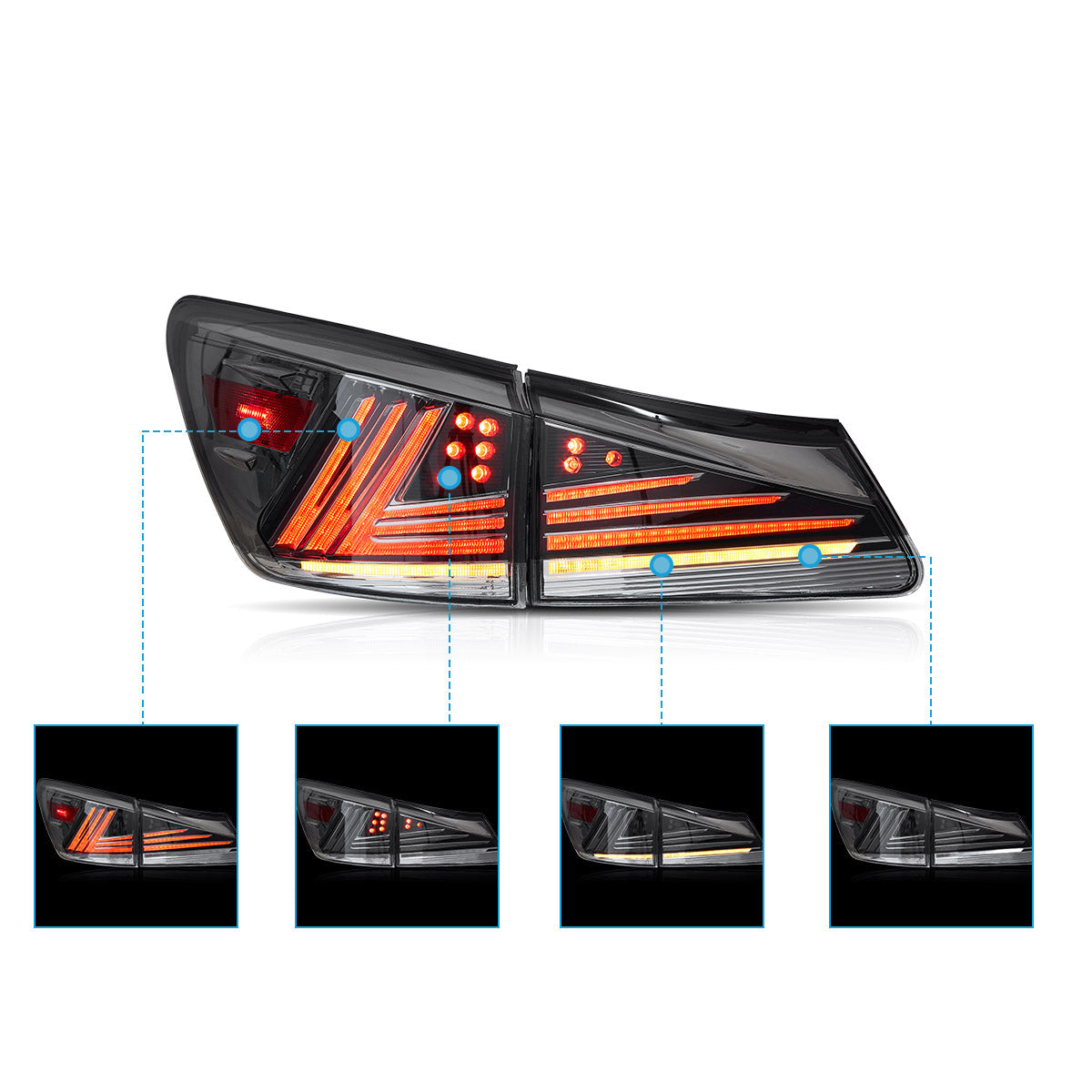 LED Tail Lights for Lexus IS250 IS350 ISF IS300 220d 200d 2006–2013