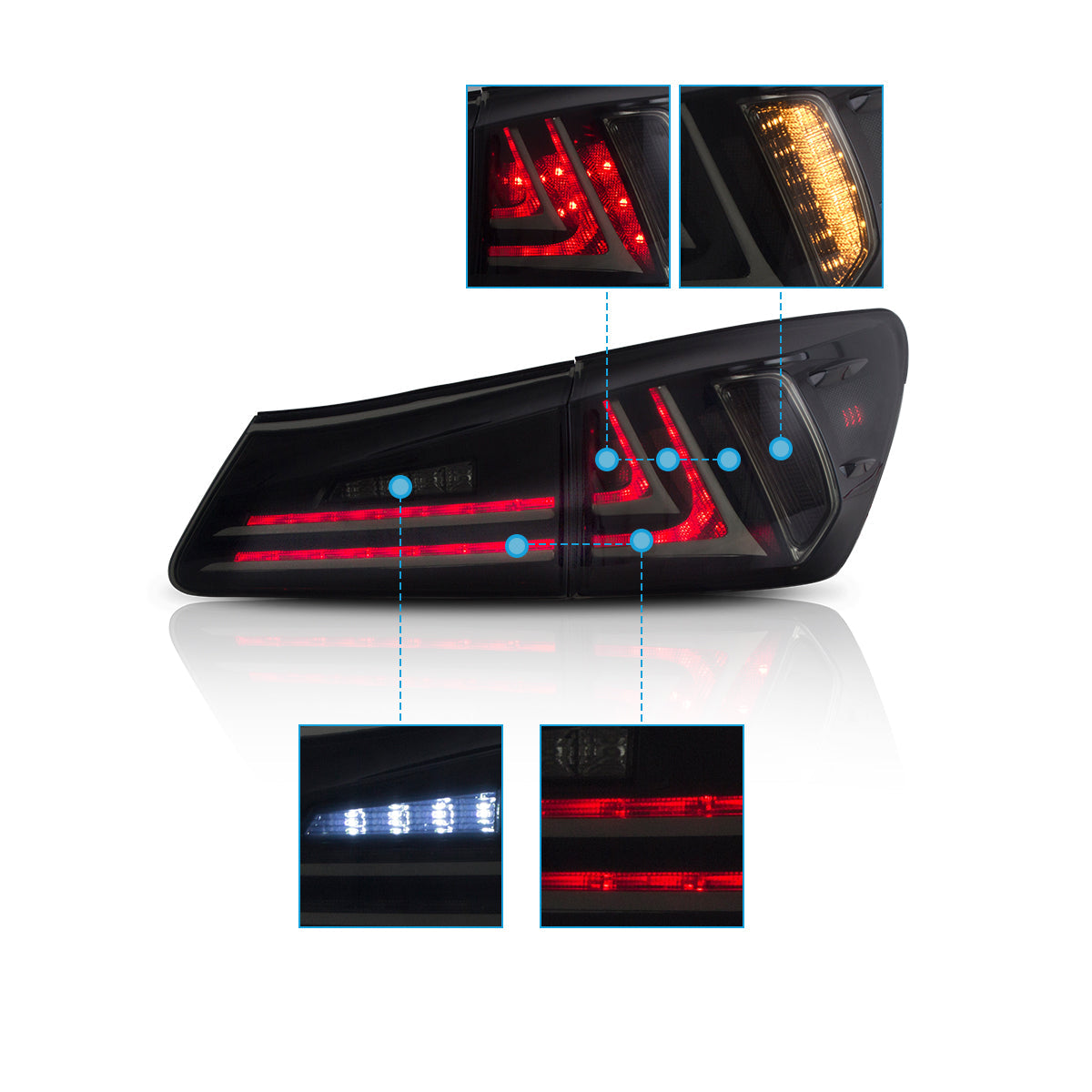LED Tail Lights for Lexus IS250 IS350 ISF IS200d IS220d(XE20) 2006–2013
