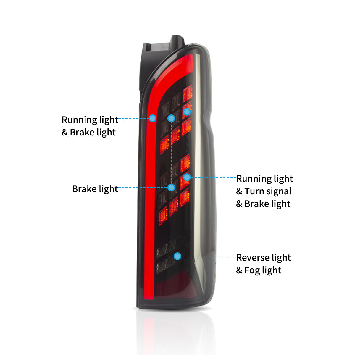 LED Tail Lights for Toyota Hiace 2005–2019 with Sequential Turn Signal