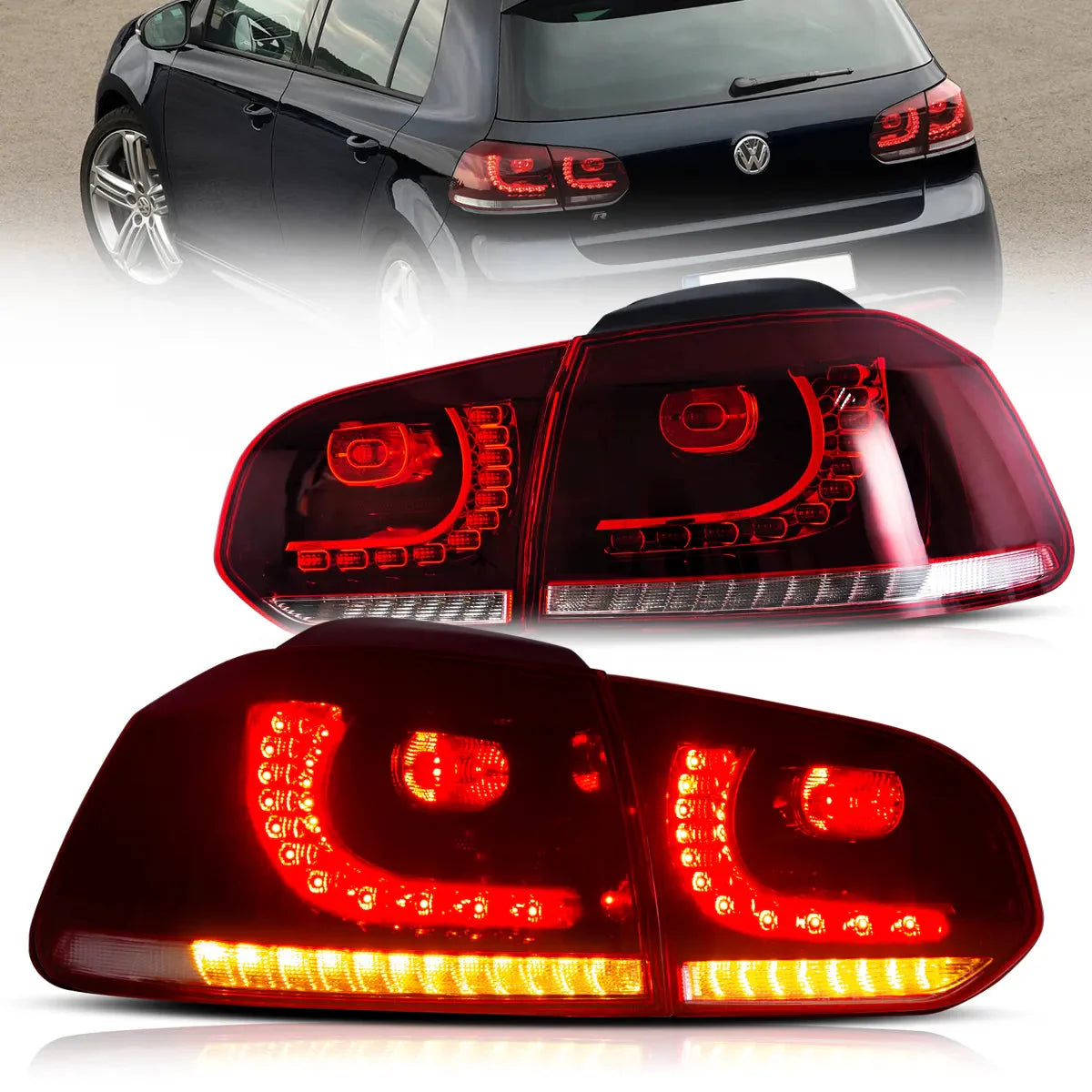 MK6R Style Tail Lights for VW Golf MK6 - Red/Clear