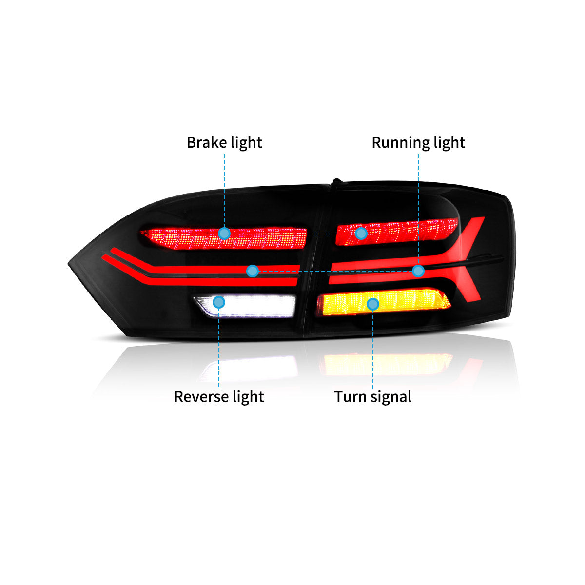 LED Tail Lights for Volkswagen Jetta Sagitar 2012–2014
