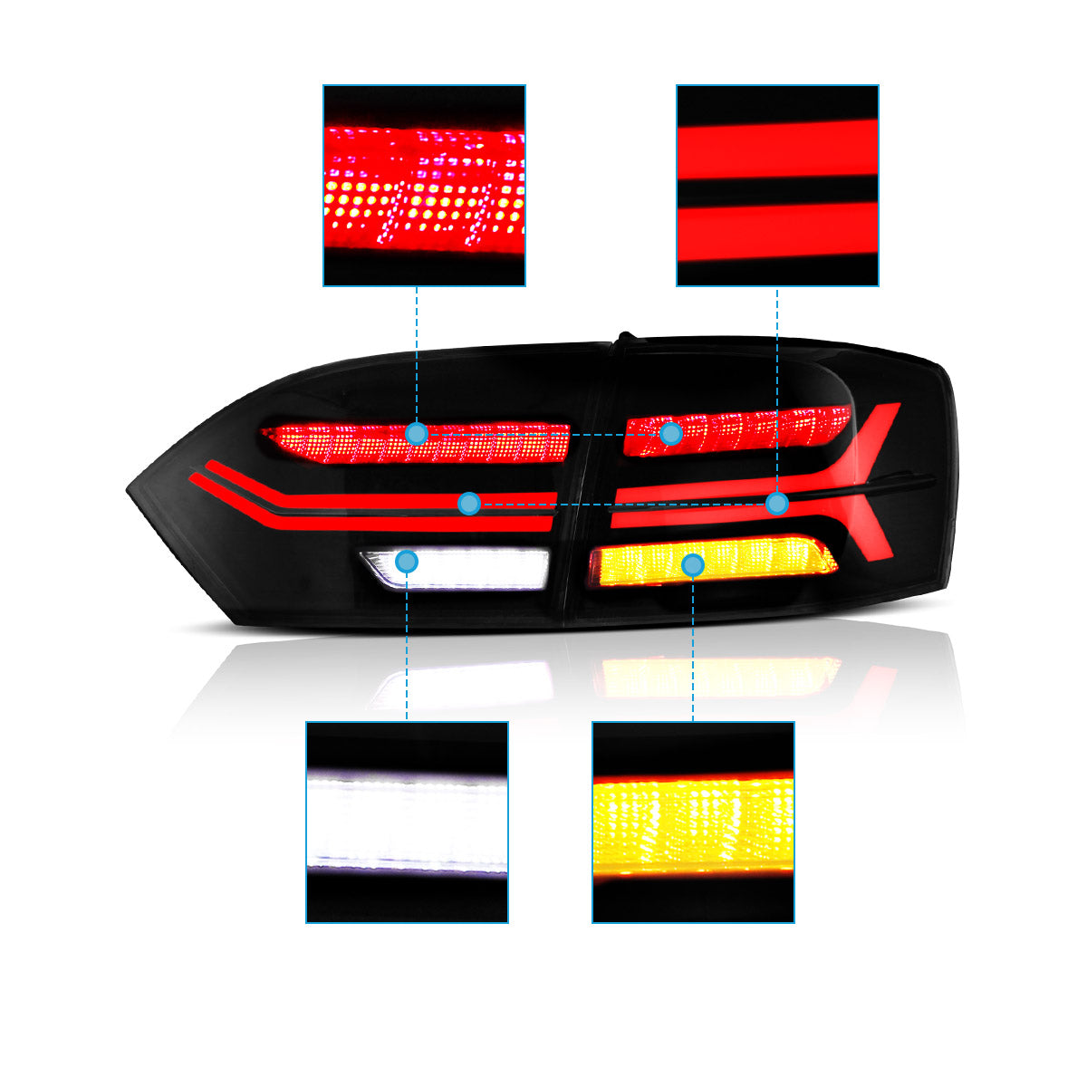 LED Tail Lights for Volkswagen Jetta Sagitar 2012–2014