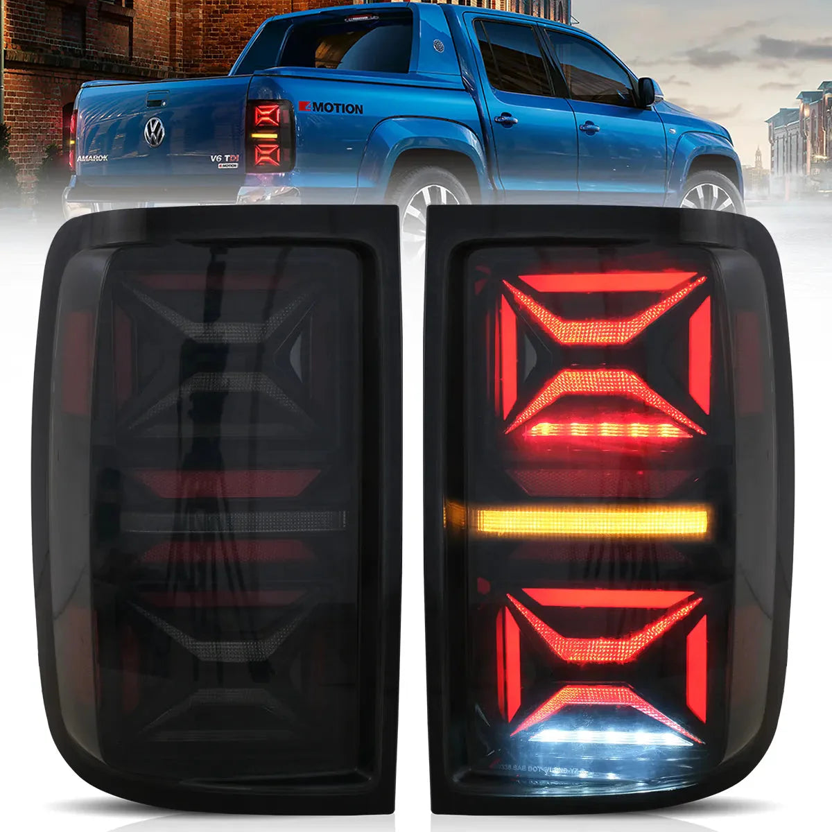 LED Tail Lights for Volkswagen Amarok 2010–2021 with Sequential Turn Signal
