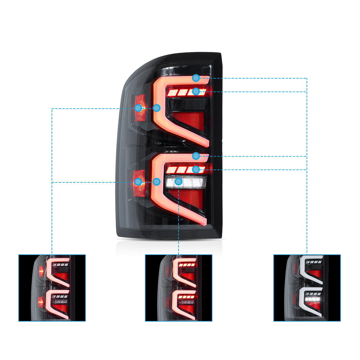 LED Tail Lights for GMC Sierra 1500 2500HD 3500HD 2014–2018